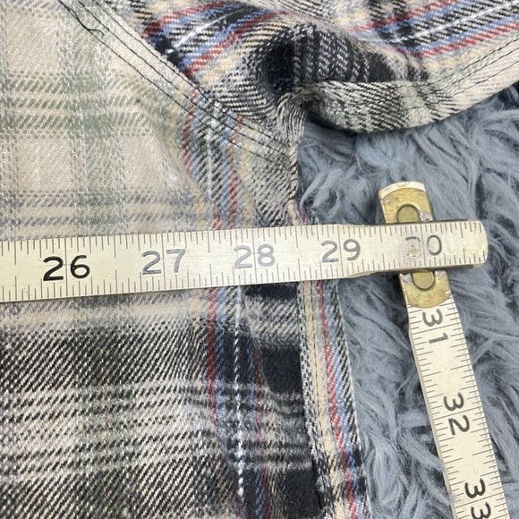 Men’s Extra Heavy Pearl Snap Plaid Flannel Outdoor Shacket Blue Tan Red 2XL NWT - Picture 7 of 9
